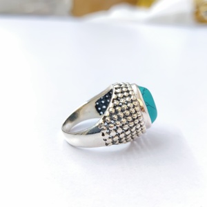 Anillo de Turquesa, Anillo de Plata de Ley 925 con Piedra Preciosa, Colección Hecha a Mano, Anillos Finos de Plata, Joyería de Plata, Precio al por Mayor - Product Image 6