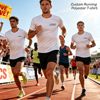 T-shirt de sport en polyester tricoté uni pour homme, respirant, pour la course, la gym, le marathon, les événements d'équipe, avec impression numérique