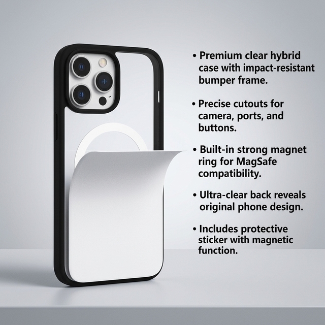 New DIY Magnetic Phone Case, Reusable & Replaceable Clear Film, Interchangeable & Customizable Design, Compatible with iPhone