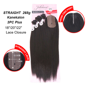 Lot de mèches synthétiques Julianna Kanekalon Futura Fiber Brazilian Jerry Curly <span class=keywords><strong>Body</strong></span> Water Wave avec closure en dentelle - Product Image 4