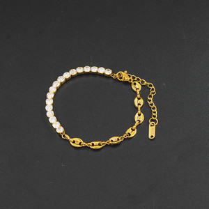 Vente en gros <span class=keywords><strong>de</strong></span> colliers et bracelets en acier inoxydable avec grains <span class=keywords><strong>de</strong></span> <span class=keywords><strong>café</strong></span> Chaîne à maillons Collier en cristal pour femmes Cadeau pour filles - Product Image 4