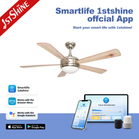 Ventilateur de plafond moderne avec lumière 1stshine 52 pouces, télécommande, décoration intérieure, excellent vendeur, directement de l'usine, moteur DC professionnel