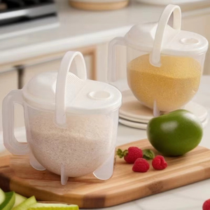 Cesta de drenaje de plástico para arroz y verduras, para lavado sin contacto en cocina, con flujo contrario, en stock - Product Image 4