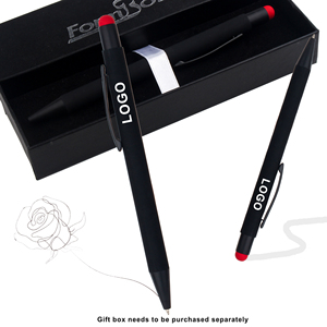 ปากกาลูกลื่นโลหะสีดำ 2-in-1 พิมพ์โลโก้ตามสั่ง พร้อมหัวปากกาสไตลัสยางนุ่มสำหรับหน้าจอสัมผัส และเลเซอร์โฆษณา สำหรับเป็นของขวัญ - Product Image 4