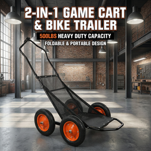 Chariot de transport pliable 4 roues, capacité 200 kg, <span class=keywords><strong>remorque</strong></span> vélo 2-en-1, chariot utilitaire robuste 440 lbs pour le transport de gibier, OEM - Product Image 3