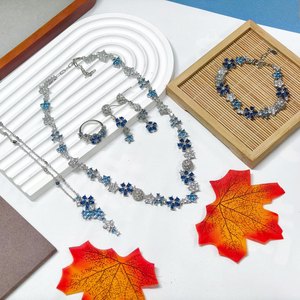 Gioielli <span class=keywords><strong>di</strong></span> nuovo arrivo | Set 5 pezzi da <span class=keywords><strong>sogno</strong></span> della <span class=keywords><strong>notte</strong></span> <span class=keywords><strong>di</strong></span> mezza estate serie F (ciondolo collana, anello, orecchini, bracciale) | Acquamarina - Product Image 2