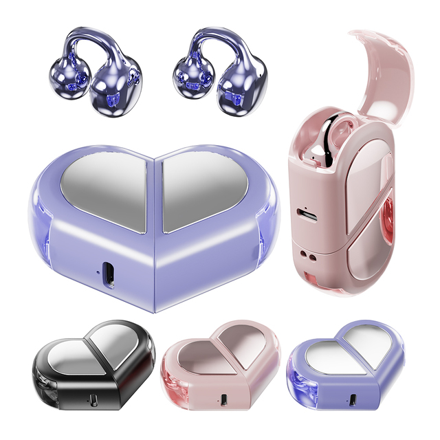 K521 Open Clip on Ear Wireless Earphones Detachable Transformable Heart Shape Audifonos OWS Sport Mini Bluetooth 5.4 Headphones