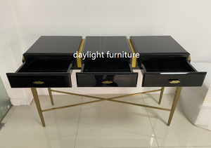 Light Luxury Black Marble Brass <strong>Legs</strong> <strong>Console</strong> <strong>Table</strong> - Product Image 4