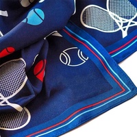 Écharpes et foulards en soie 100% pour femmes, personnalisables avec logo, motif raquette de tennis, bleu, blanc, rouge, impression sur mesure, vente en gros