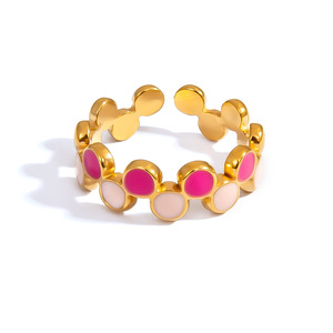 Fashion <b>Rings</b> Stainless Steel 18K Gold Color <b>Open</b> Design Flower Round Geometric Shape Women's Gift Jewelry - Product Image 5