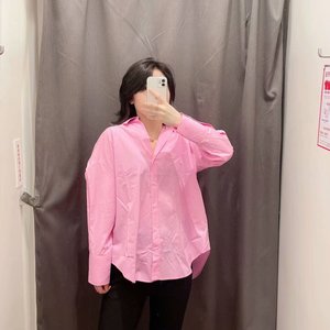 Liu Ming femmes Chic hauts Style décontracté boutonné asymétrie Blouses avec Logo avant Simple mode à manches longues liquidation ventes - Product Image 4