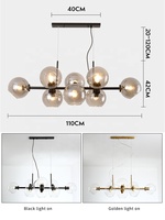 Lustre rectangulaire à 8 lumières Magic Bean Molecular Bubble, luminaire suspendu en verre pour salon, économie d'énergie, blanc chaud 2700K