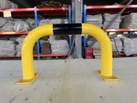 Barra de Protección para Pared, Amarillo/Negro, Montaje en Superficie, Acero, Diámetro 6 cm, 50 x 30 cm
