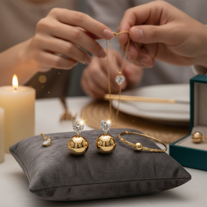 Due pezzi di alta qualità alla moda Set di gioielli in metallo placcato oro collana e bracciale abbinati accessori alla moda per coppie - Product Image 3