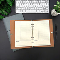 Agenda en cuir PU personnalisé avec logo pour le bureau, l'école, les voyages, carnet de notes, planificateur, classeur à 6 anneaux pour cadeau