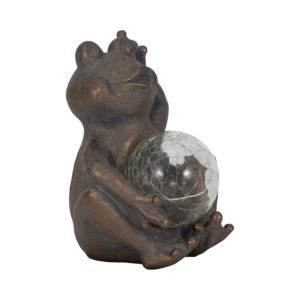 Statua di Rana Solare in Resina con Globo in Vetro Craquelé per Decorazioni da Giardino Esterne - Product Image 3