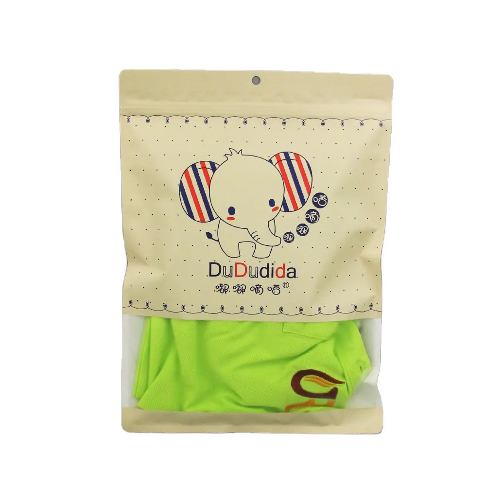 Bolsa de papel kraft blanca ecológica para ropa de niños, bolsas de embalaje para ropa de bebé