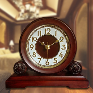 Solid Wood Grain Desk Clock Circular Silent Bedroom Table Clock T1024 - Product Image 2