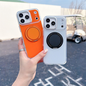 Original Linen Textured Magnetic holder Phone case for iPhone 17 16 15 14 Pro Max Ombre <b>stand</b> Converted colorful PC Back Cover - Product Image 2