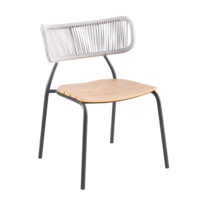 Chaises de salle à manger empilables en rotin PE tressé pour jardin, terrasse et balcon, avec table