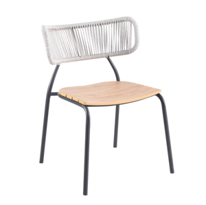 Rope Woven PE Rattan <b>Outdoor</b> Garden <b>Stackable</b> Dining <b>Chairs</b> with Table for Garden Patio Balcony - Product Image 5