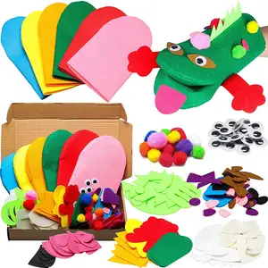 Creative DIY Arts Crafts making Sets 6PCS Animal Felt Hand Puppet Sewing Kit for Children