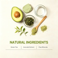 Masque d'argile pour le nez et le visage ETRUN ALISA, marque privée, à base de plantes naturelles, nettoyage en profondeur des pores, thé vert, avocat, pour tous types de peau