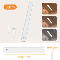 Lampe de nuit LED à détecteur de mouvement ABS au design moderne, 3 températures de couleur, intensité réglable, rechargeable par USB, lampes magnétiques sous l'armoire