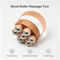 Masseur à rouleaux en bois à 7 billes pour drainage lymphatique, outil de thérapie en bois pour le cou, les épaules, les jambes, l'abdomen, massage corporel complet
