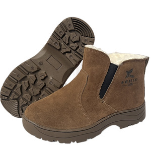 Botas de Nieve para Hombre, Forradas de Lana Pura, de Piel de Vacuno Gruesa, Cálidas, de Tacón Medio, Estilo Slip-On - Product Image 2