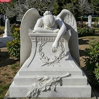 YOUFINE Statue d'ange pleureur grandeur nature en marbre blanc, sculptée à la main, pour cimetière et jardin commémoratif