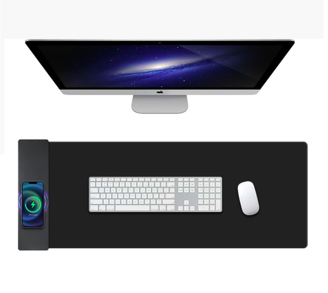 15W Qi Wireless Charging Desk Mat  Premium Fabric Surface Large Mouse Pad for Office & Gaming