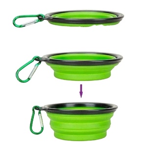 Plastic Collapsible Folding Silicone Foldable <b>Pet</b> Bowl with Carabiner Clip - Product Image 6