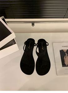 2026 New Summer <b>Flat</b> Retro Vacation Style Clip Toe <b>Sandals</b> fairy Black Soft Sole Non slip Breathable Beach Roman Shoes - Product Image 2