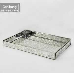 Mirrored Tray Factory Wholesale Antique Style Decorative Glass Home & Hotel & Restaurant Serving Tray Customized Size Coolbang