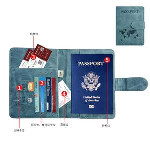 กระเป๋าสตางค์ผู้ชาย หนัง PU ปกหนังสือเดินทาง กระเป๋าเดินทางแบบกำหนดเองพร้อมช่องใส่บัตร ช่องใส่ตั๋ว ป้องกัน RFID สำหรับผู้ชาย - Product Image 1