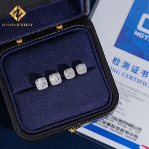 Pendientes de tuerca con halo de diamantes cultivados en laboratorio, engaste completo micro pavé, plata de ley 925, piedra principal redonda, joyería para mujer - Product Image 6