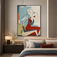 Peintures murales abstraites géométriques modernes cubistes de femmes, sur toile acrylique, faites à la main, pour la décoration du salon