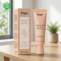 Crème Capillaire Lissante Sans Rinçage à l'Huile de Ricin et Huile de Coco – Traitement Anti-Frisottis, Démêlant, Hydratant, Réparateur et Brillance pour Cheveux