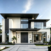 Villa moderne modulaire préfabriquée à deux étages en structure acier de luxe, design personnalisé, pour usage résidentiel permanent, appartement et hôtel