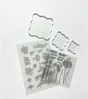 Tampons en silicone transparents personnalisés, pochoirs et matrices de découpe DIY, ensemble de blocs de tampons acryliques transparents