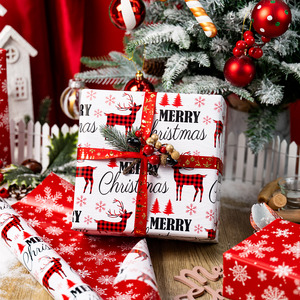Merry Christmas Reindeer Snowflake <b>Pattern</b> Gift Wrapping <b>Paper</b> Double-Sided Art <b>Paper</b> for Holiday Packaging - Product Image 2