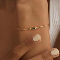Bracelet rectangulaire personnalisé en acier inoxydable avec pierre de naissance à 26 lettres, certifié CE ROHS, cadeaux pour maman pour l'anniversaire, la fête des mères ou les fêtes