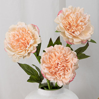 Bunga Peony 3 Kepala Simulasi Tinggi Bahan Sutra Sentuhan Lembut Buket Peony Merah untuk Dekorasi Ruang Tamu & Pernikahan