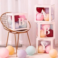 Caja transparente para globos de bebé, regalos de fiesta de nacimiento, embalaje con lados de ventana de pvc, novedad