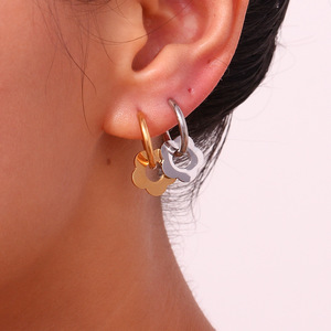 Summer Collection Boucles d'oreilles fleur géométrique en acier inoxydable plaqué or 18K pour dames Cadeau bijoux mode <span class=keywords><strong>E327</strong></span> - Product Image 1