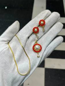 Trending Brass Gold Plated Jaipuri Pearl Bridal <b>Necklace</b> Pendant <b>Set</b> | Traditional <b>Indian</b> Wedding Jewelry | Women's | OEM/ODM - Product Image 5