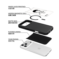 Coque de téléphone AG Feeling Black Edge avec design à capuche pour iPhone 17, 17 Pro Max, 16 Pro, 15, 15 Pro Max – Coque magnétique