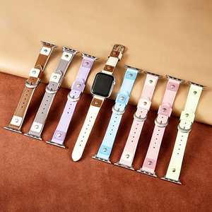 Bracelet en cuir véritable personnalisé Upro pour Apple Watch Series 11 10, bracelet vintage effilé pour iWatch 38-46 mm, boucle patchwork - Product Image 1