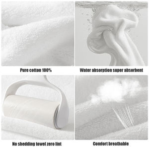 白い100％コットン製、カスタムロゴ入りホテル刺繍入りコットンバスタオル（Serviette De Bain En Cotton） - Product Image 2